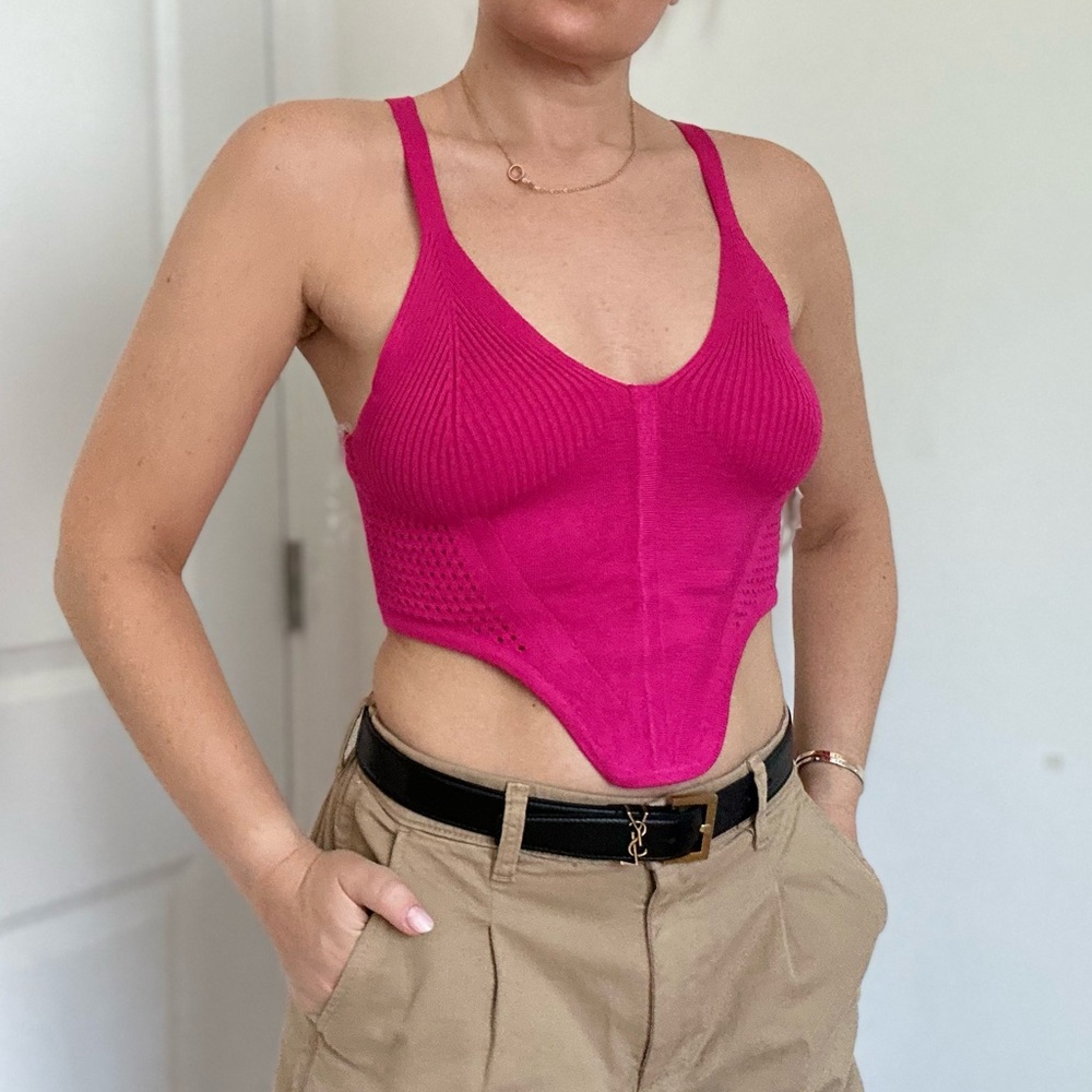Corset Style Crop Knit Cami Top